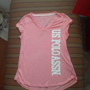 Pink knit us polo assn v neck tee